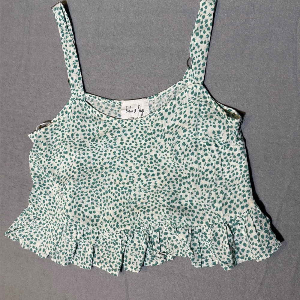Sadie & Sage flowy tank  Top  Romantic Boho Blue White Sz Small